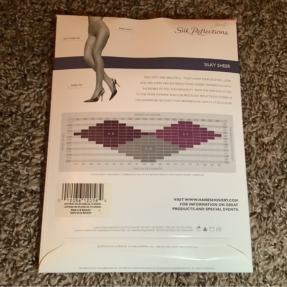 Hanes silk reflections non-control top pantyhose, barely black, size: CD - Picture 4 of 12